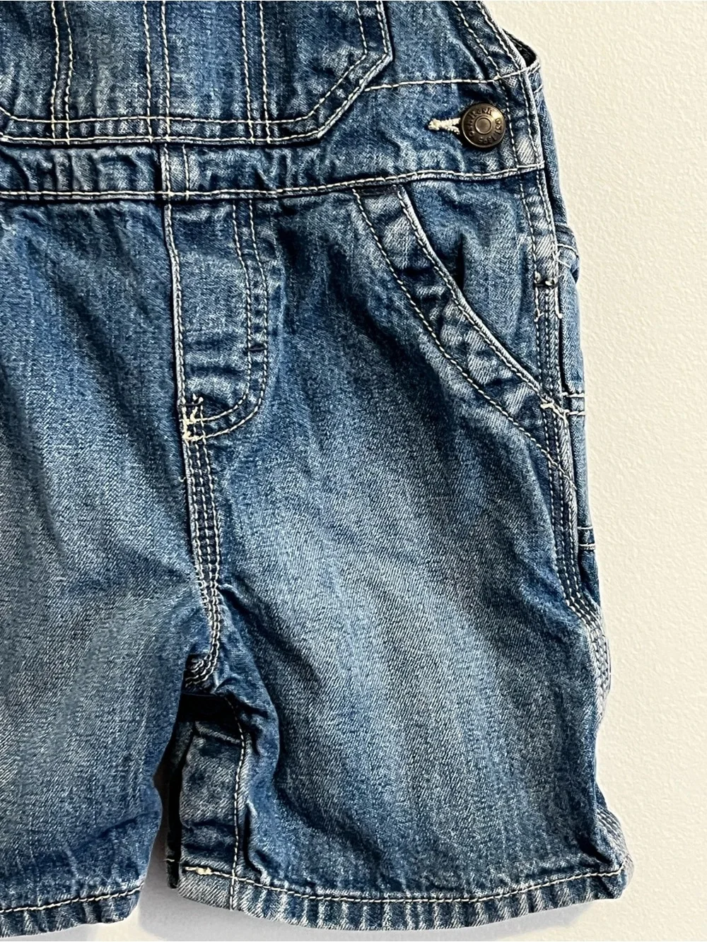 Vintage 90s OshKosh B’gosh Vestbak Blue Denim Jean Shortalls Overalls 18mo